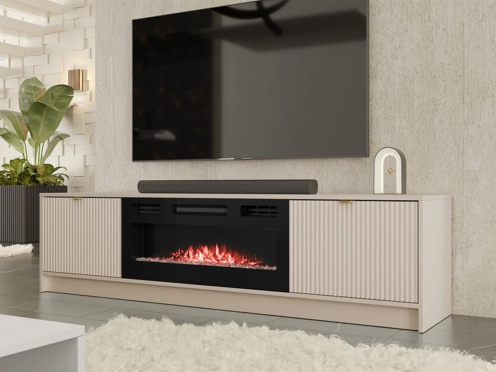 Masă TV cu șemineu electric Rozoma EF (nisipiu bej). 1122888