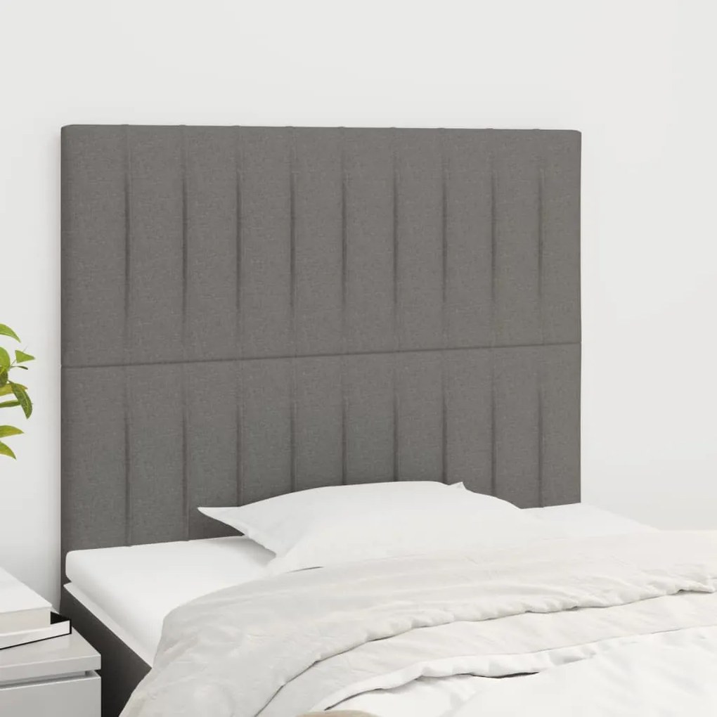 vidaXL Tăblii de pat, 2 buc, gri închis, 100x5x78/88 cm, textil