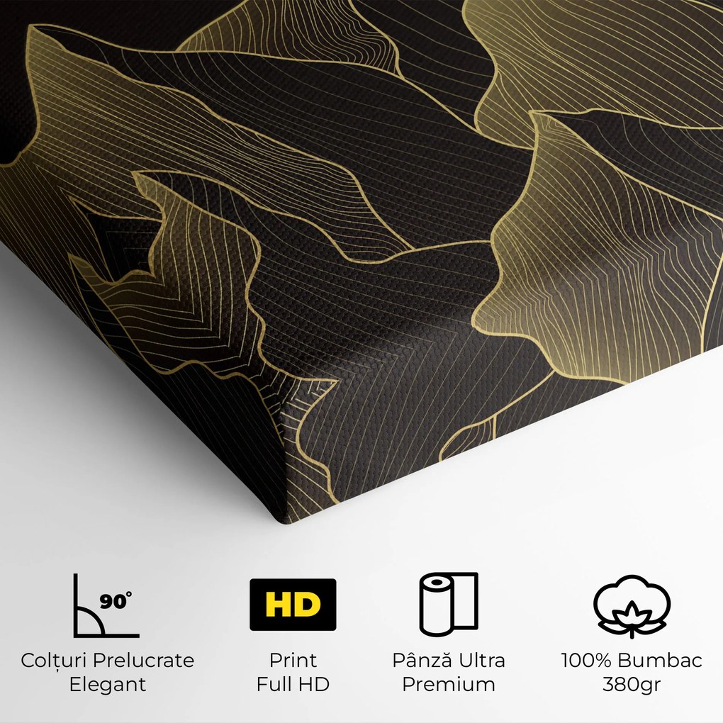 Tablou Canvas, 70x100cm, Dormitor si Living, Peisaje, Munti, Gold Shiny Moon