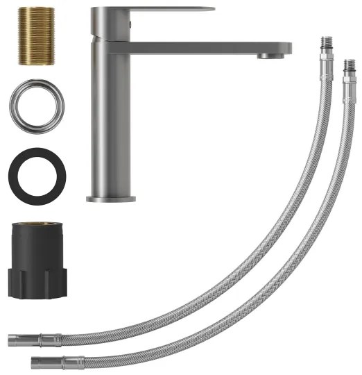 Baterie pentru lavoar TARNBY, 17,3 cm, gri cu vopsitură prin pulbere