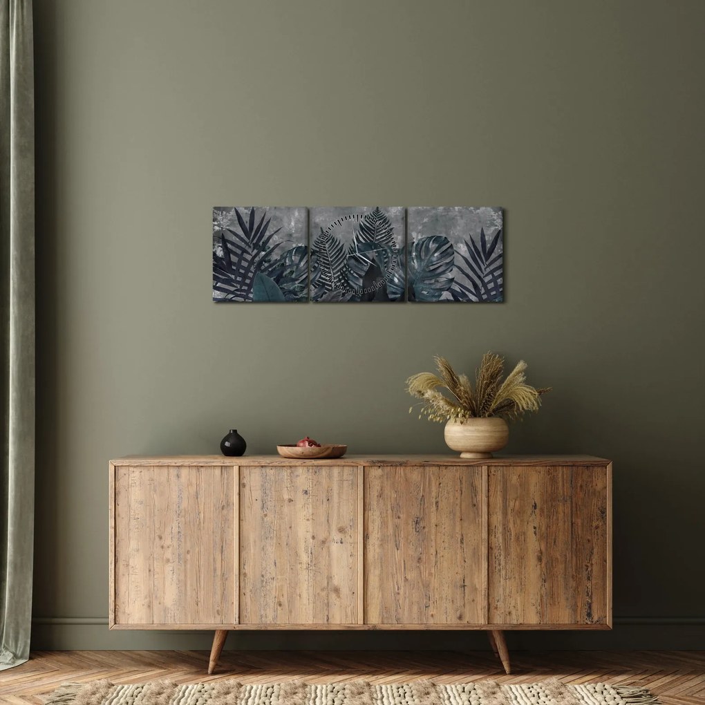 Tablou - Frunze de palmier (cu ceas) (90x30 cm)