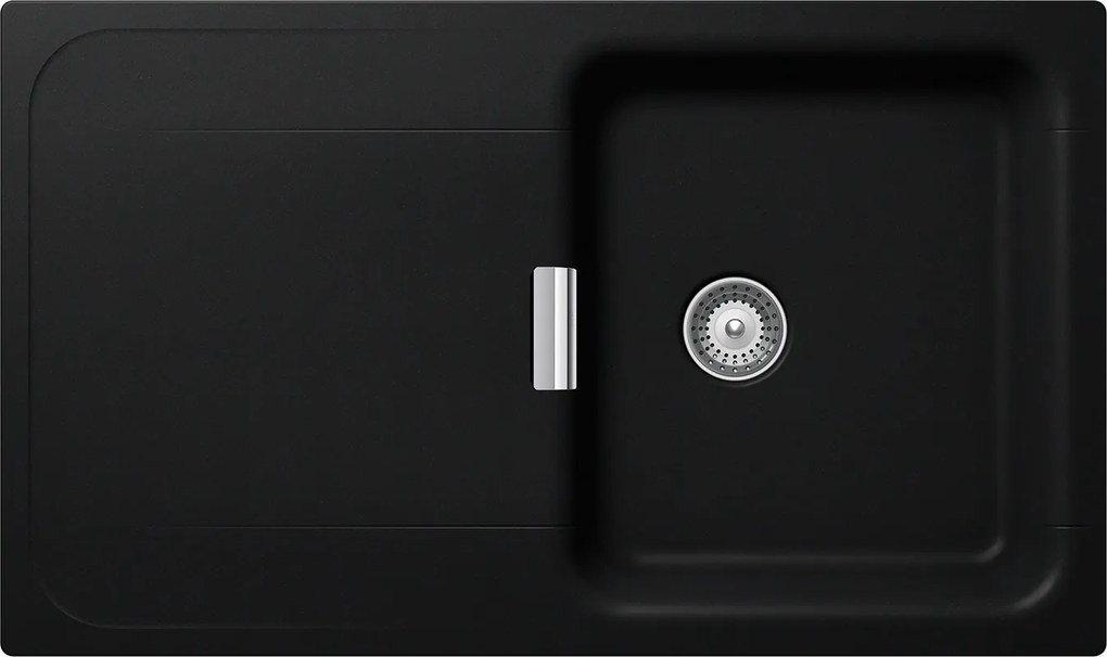 Chiuveta bucatarie Schock Wembley D-100 Cristadur Puro 860 x 510 mm, granit, reversibila, montare pe blat, negru intens