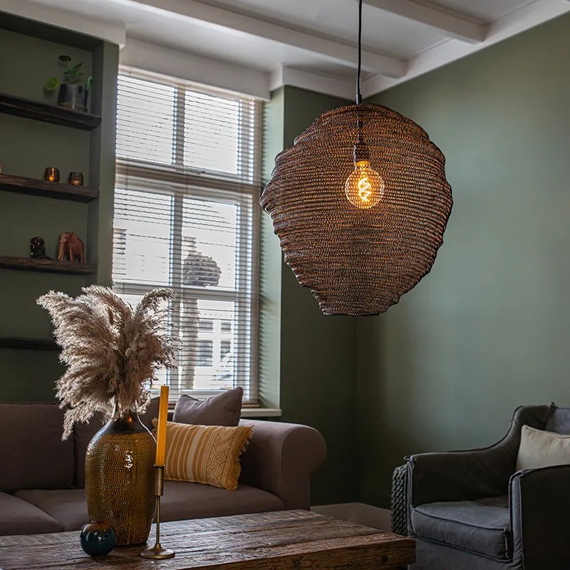 Lampă suspendată orientală neagră - Nidum Gran