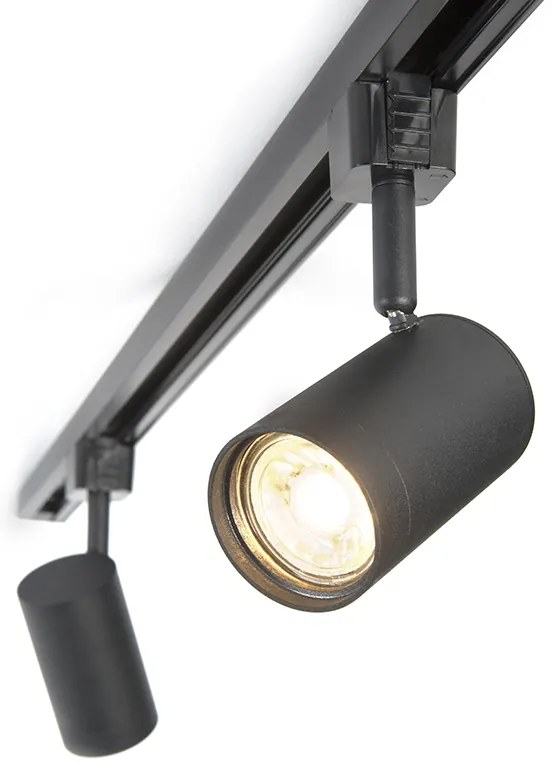 Sistem de iluminat pe șină modern cu 3 spoturi negre monofazate - Iconic Jeana