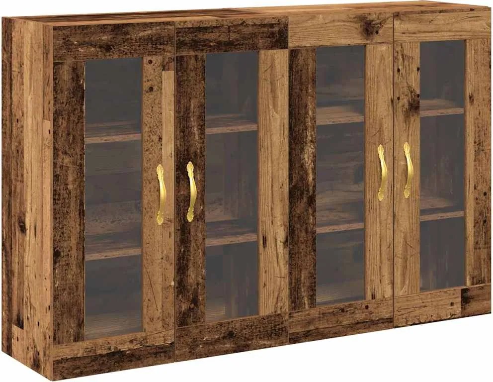 vidaXL Dulapuri de perete 2 pcs Lemn Vechi 69,5 x 34 x 90 cm