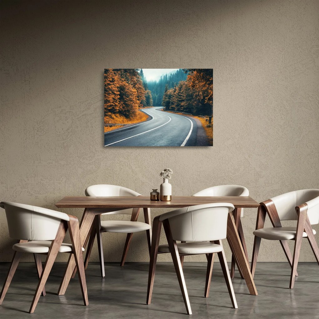 Tablou pe sticlă - Drumul cu serpentine (70x50 cm)