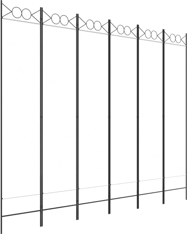 vidaXL Paravan de cameră cu 6 panouri, alb, 240x200 cm, textil