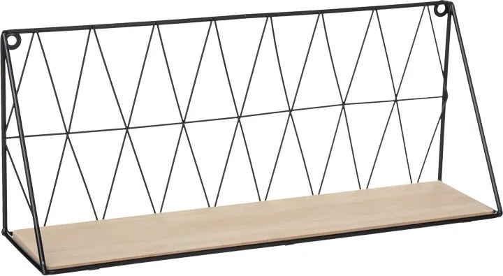 Etajera de perete Annera din MDF si metal, finisaj natural-negru, 48x12x20 cm