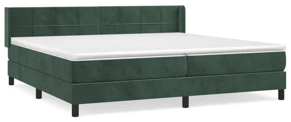 3130982 vidaXL Pat box spring cu saltea, verde închis, 200x200 cm, catifea