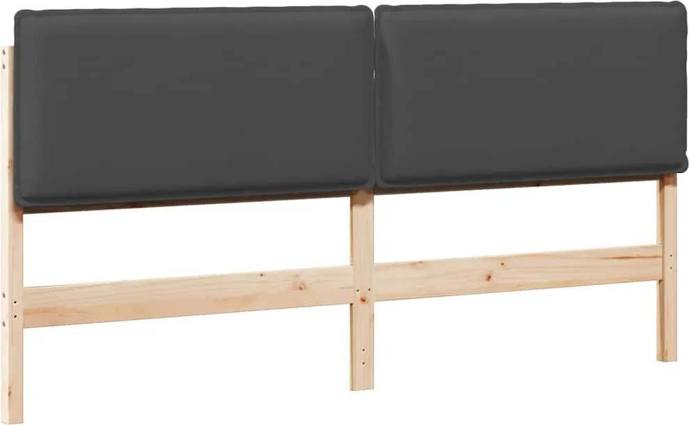 vidaXL Tăblie tapițată Gri Natural și Închis 200 cm Lemn de pin masiv