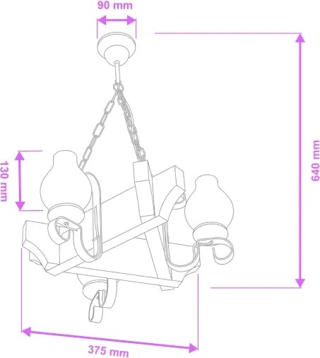 Lustră pe lanț Brilagi QUEEN 3xE14/40W/230V fag/nuc