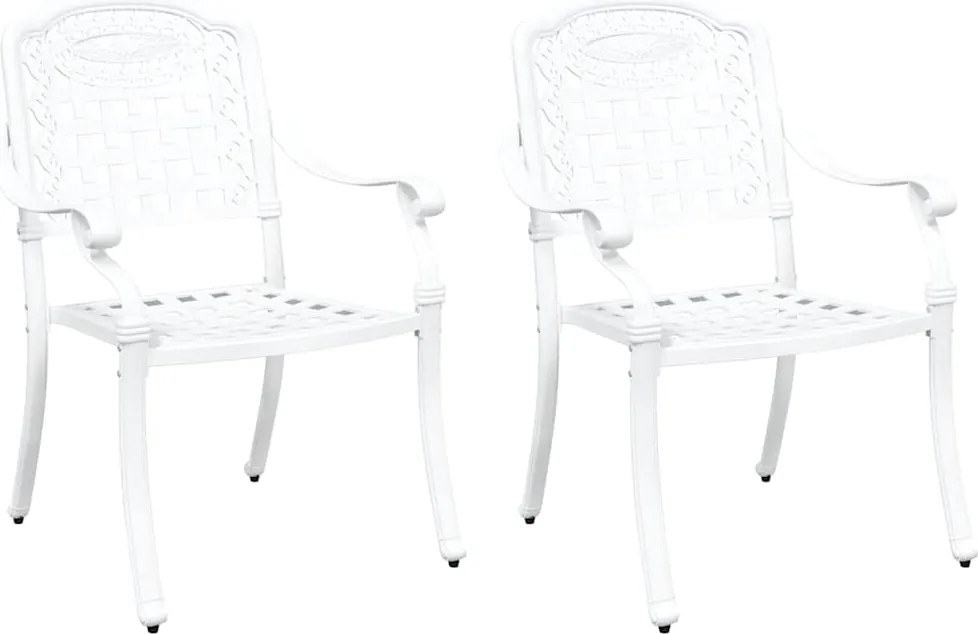 vidaXL Scaun pentru Grădină 2 pcs Alb 55 x 56,5 x 91cm Aluminiu