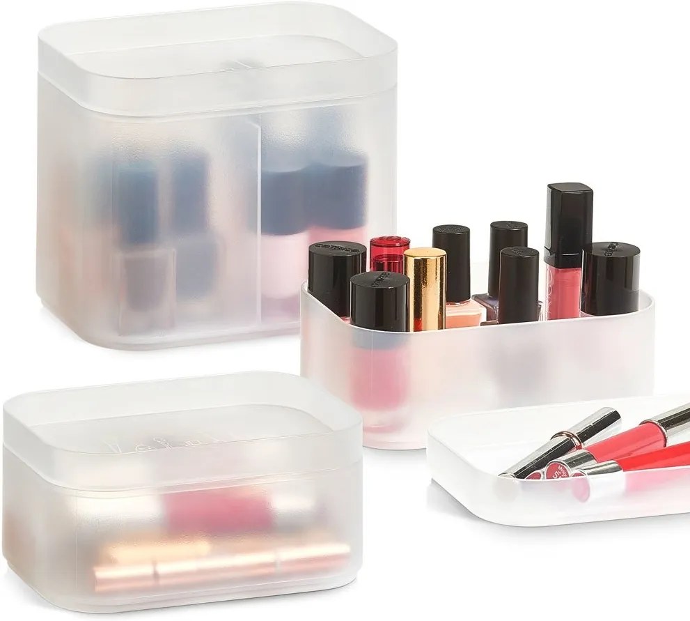 Organizator pentru cosmetice Zeller, Plastic, 3 bucati, Transparent