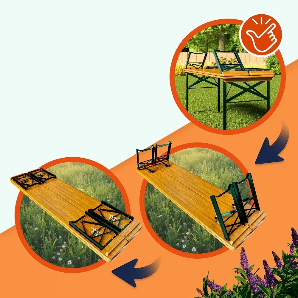 Set de masă pentru bere KLASIK, 170cm, maro natural Casaria