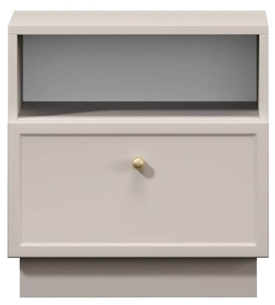 Noptieră Lorini 45 cm cu sertar - cașmir / mâner auriu