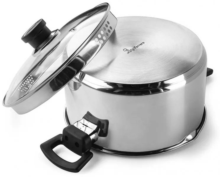 Cratiță Luigi Ferrero Sophia FR-3403, 20x11 cm, 3.2 l, Oțel 18/10, Capac din sticlă, Inducție, Inox