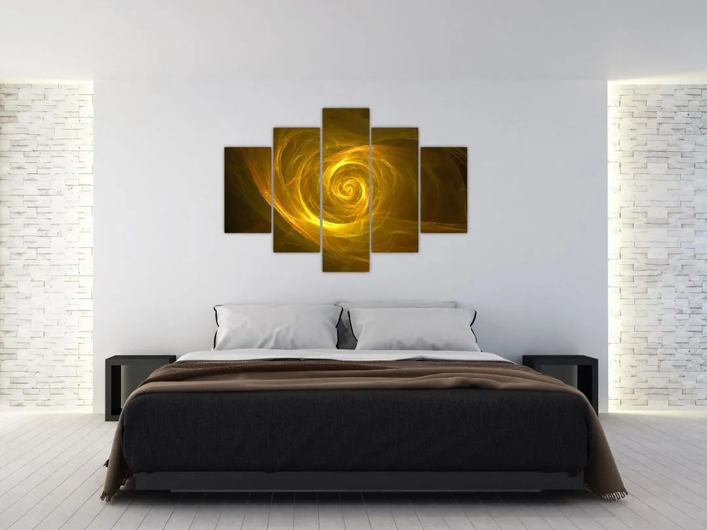 Tabloul cu spirala abstractă în galben (150x105 cm)