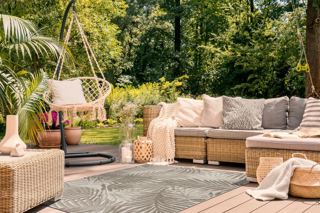 Covor sisal Floorlux 20504 Frunze şampanie si gri Junglă - SECUNDAR-COTATI PRODUSUL