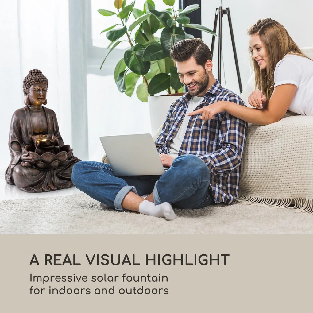 Blumfeldt Dharma, fântână solară, LED, 48 x 71 x 41 cm (L x Î x l), poliresină