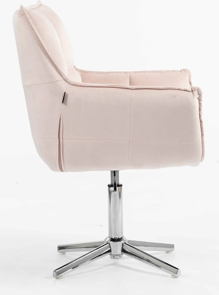HR560CROSS Scaun Catifea Roz Pudra cu Bază Cromata