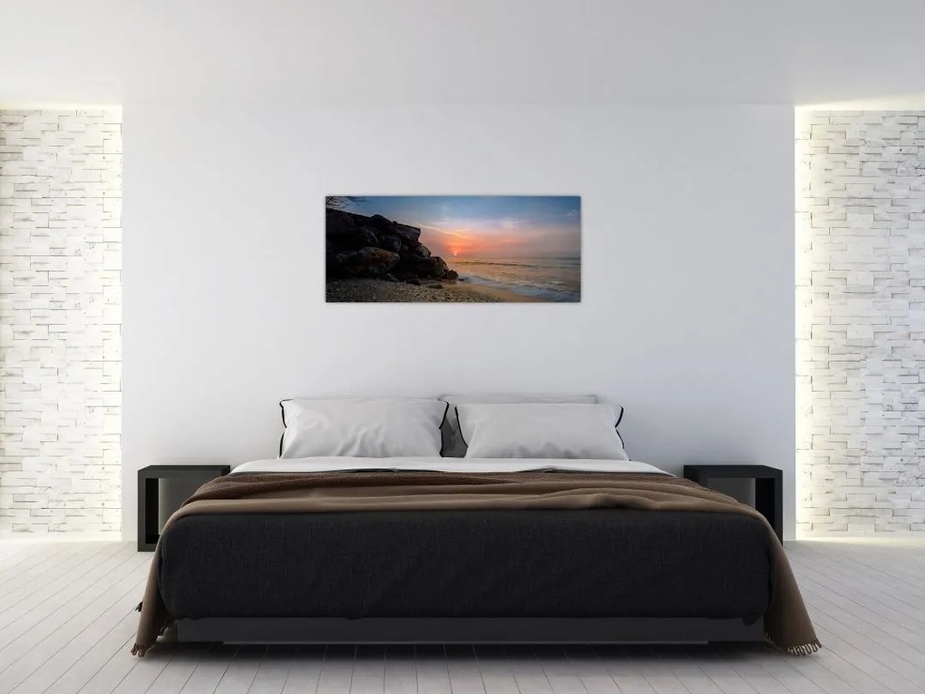 Tablou apusului de soare pe plajă (120x50 cm)