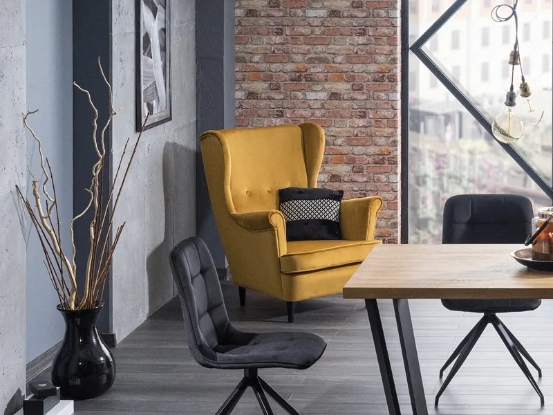 Fotoliu tapitat catifea Culoare Gri / Wenge, LORD VELVET