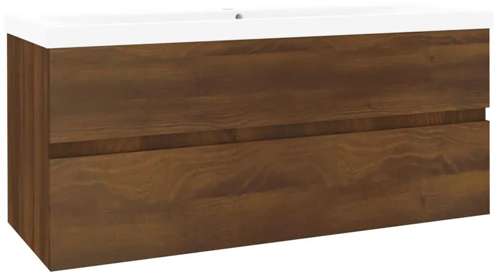 Dulap de chiuveta bazin incorporat stejar maro lemn prelucrat Stejar brun, 100 x 38, fara oglinda