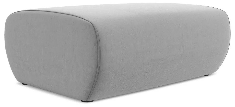 Taburet gri deschis cu tapițerie din catifea Kapua – Makamii