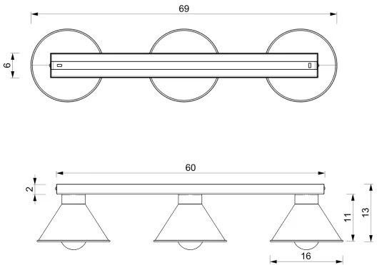 Plafonieră DEMET 3xE27/60W/230V neagră/aurie