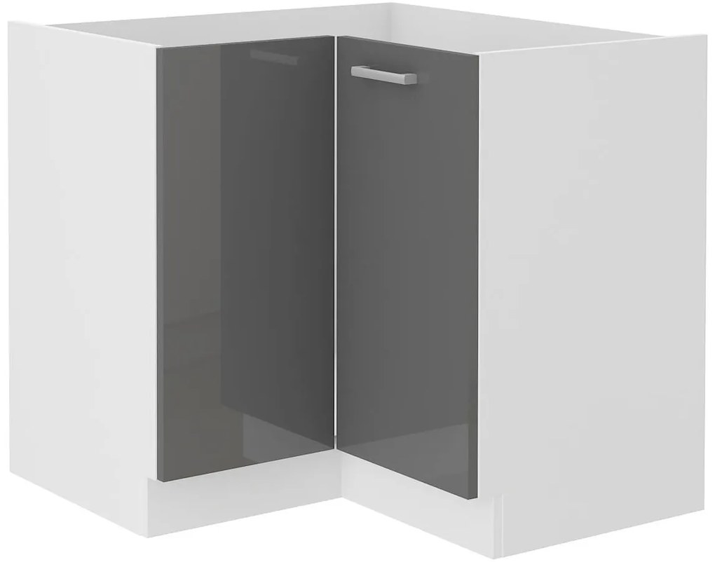 Dulap inferior de bucătărie, de colț Saria 89 x 89 DN 1F BB (Luciu gri + alb). 1033007