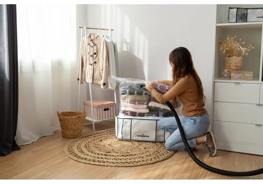 Cutie de depozitare pentru haine din material textil cu vacuum/cu pereți întăriți 65x45x27 cm Life – Compactor