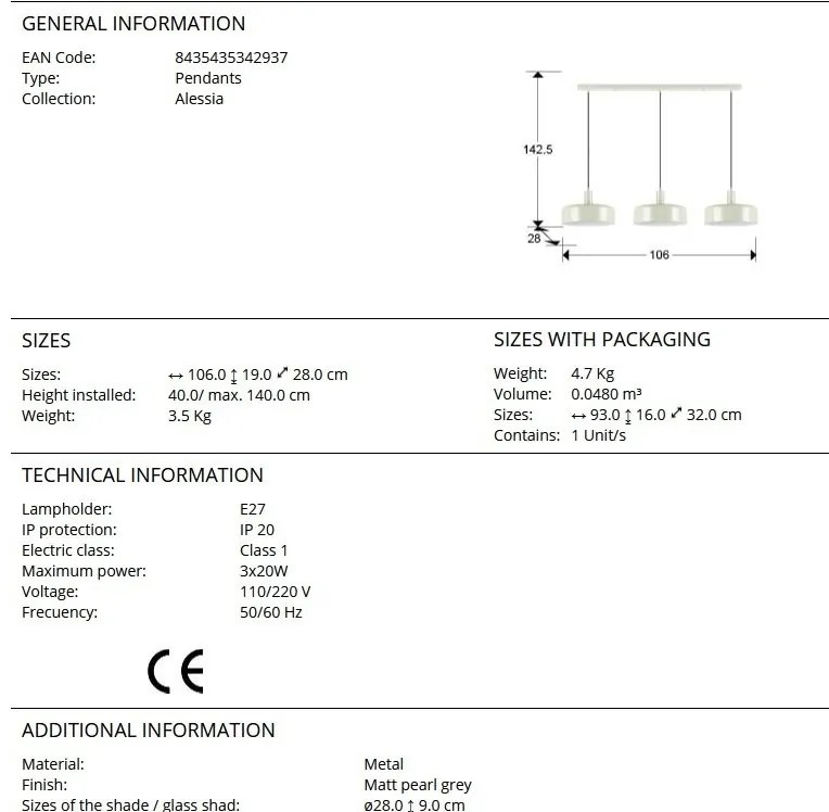 Lustra suspendata design moderm Alessia 3L