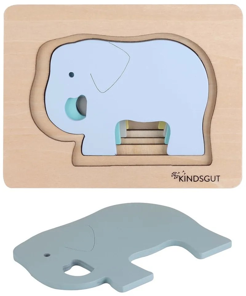 Puzzle din lemn pentru copii Kindsgut Elefant