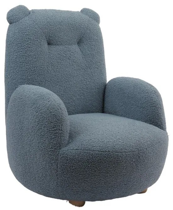 Fotoliu de copii albastru cu tapițerie din țesătură bouclé Rocky – Vipack