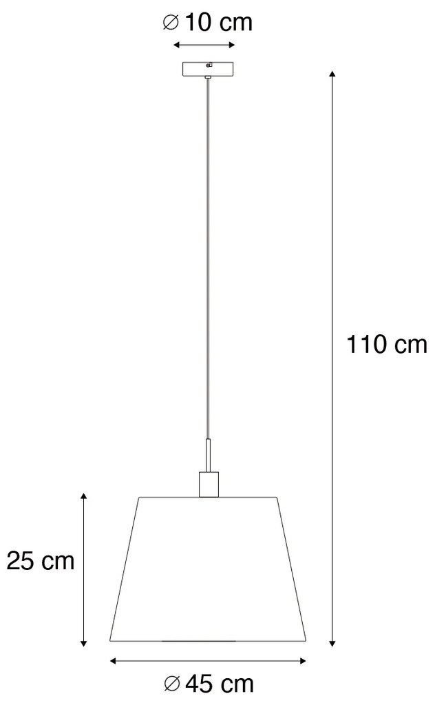 Lampă modernă cu pandantiv alb cu abajur negru 45 cm - Pendant