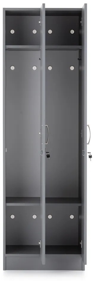 Dulap din lemn Visio LUX - 2 compartimente, 60 x 42 x 190 cm, gri