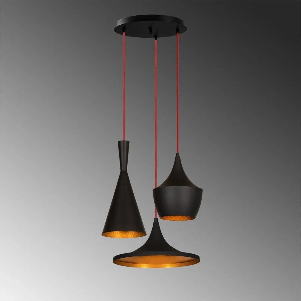 Lustră neagră/arămie cu abajur din metal ø 51 cm Elmas – Opviq lights