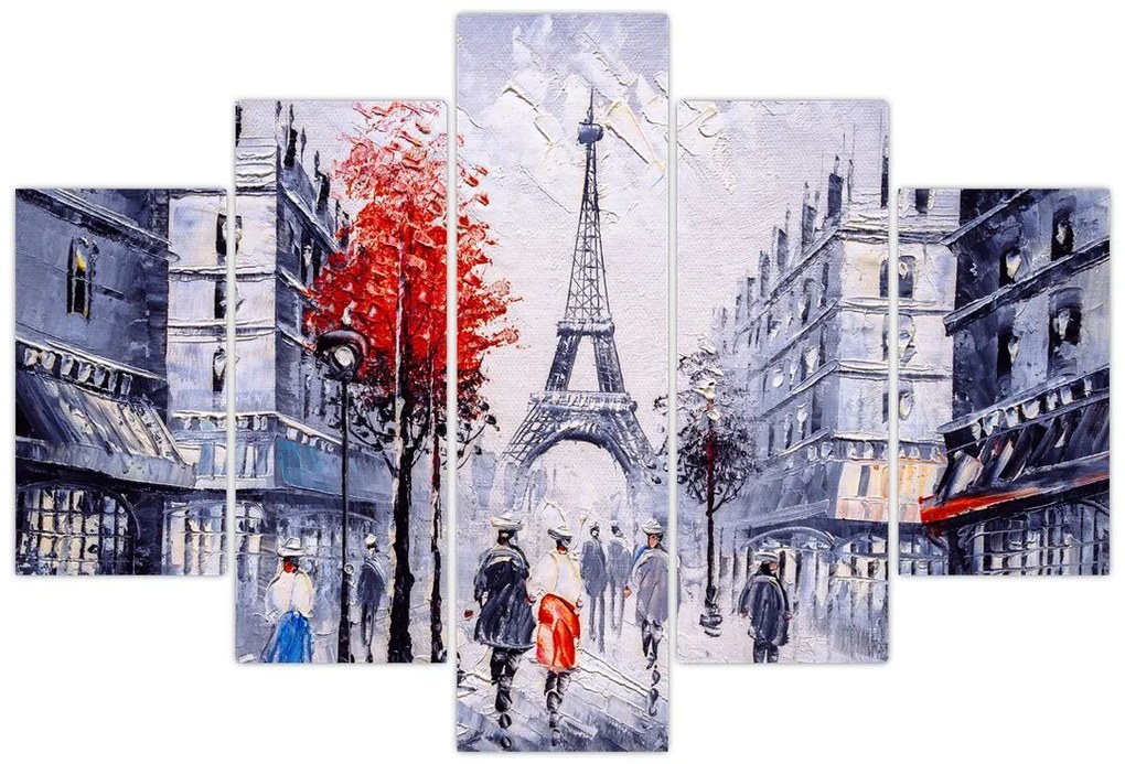 Tablou - Străzi din Paris, pictură în ulei (150x105 cm)