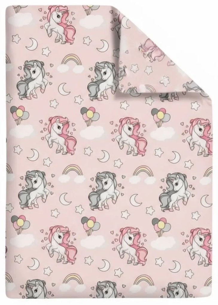 Pilota din bumbac ranforce cu Unicorni pentru pat 2-8 / 2-12 ani - ASC6427968007577
