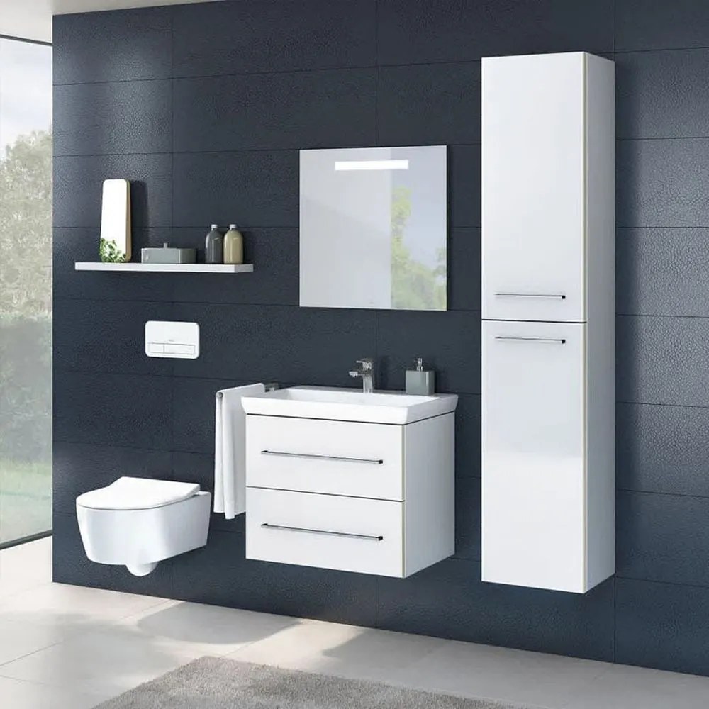 Dulap pentru lavoar, 63x51x45 cm, 2 sertare, Crystal White