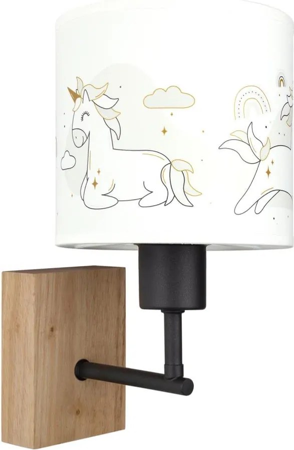 Brilagi - Lampă de perete BOBO WOOD 1xE27/25W/230V stejar/negru/alb/unicorni