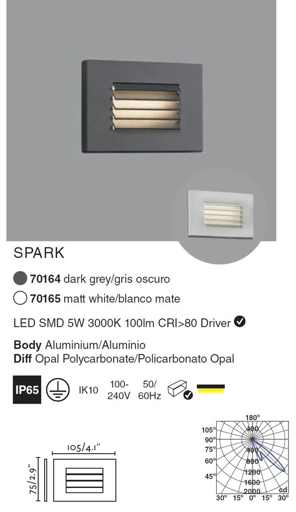 Spot LED incastrabil de exterior IP65 iluminat ambiental SPARK-2 alb