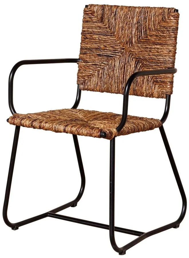 Scaun dining, maro, din rattan si frunze de banana impletite, Pisang