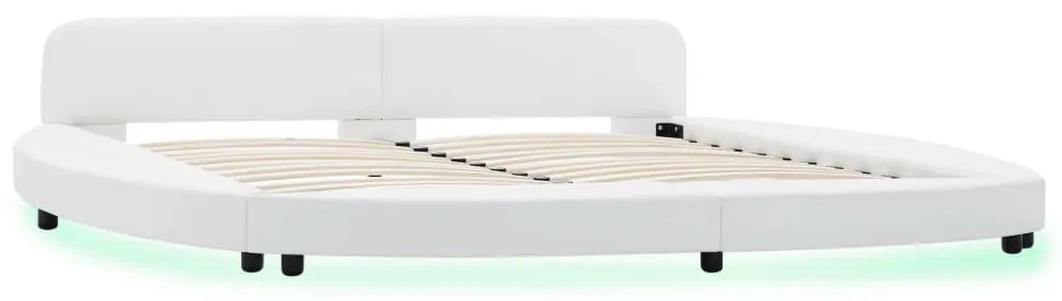284721 vidaXL Cadru de pat cu LED, alb, 180 x 200 cm, piele ecologică