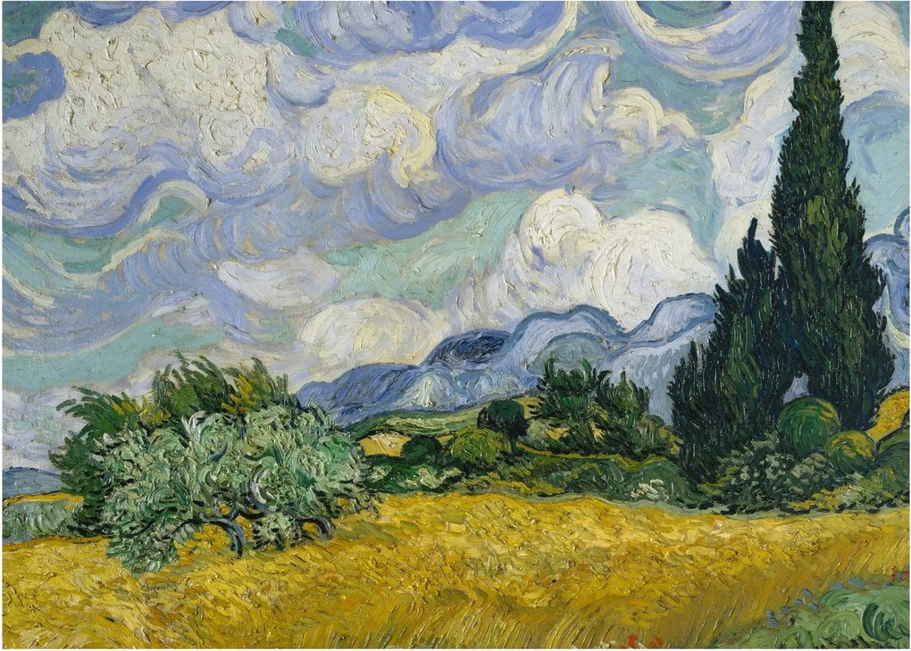 Tablou - Vincent van Gogh, Wheat Field with Cypresses, reproducere (70x50 cm)