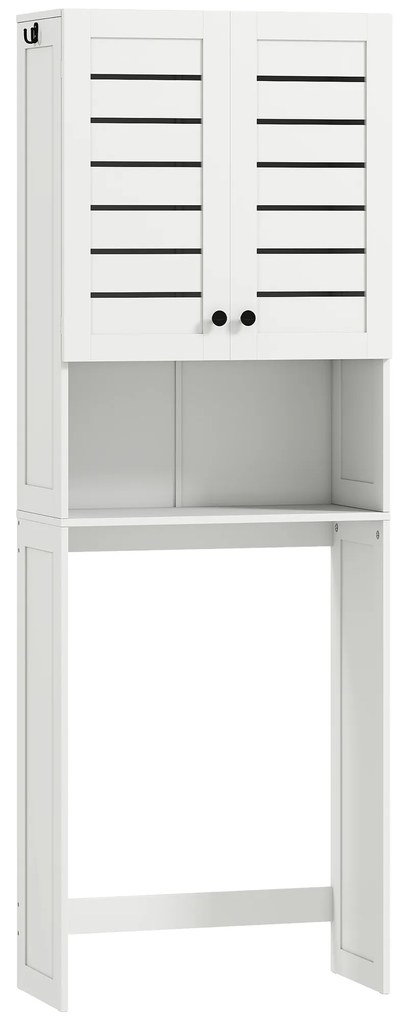 HOMCOM Dulap Deasupra WC cu 2 Uși și Raft Deschis, din Lemn Alb | Aosom Romania