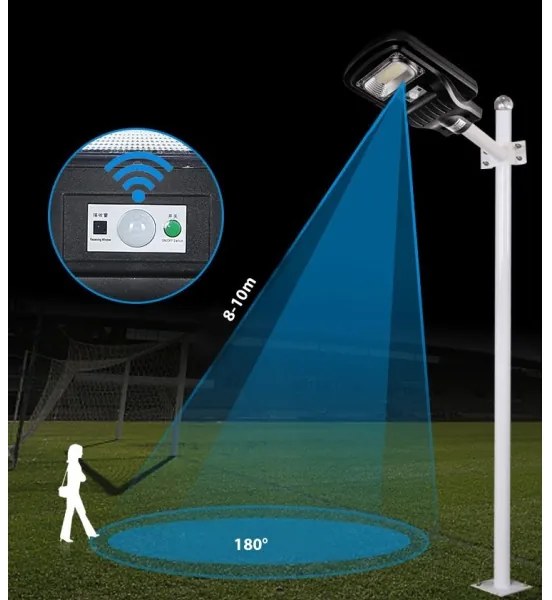 Lampă LED stradală cu senzor LED/150W/6V 6500K IP65 + telecomandă