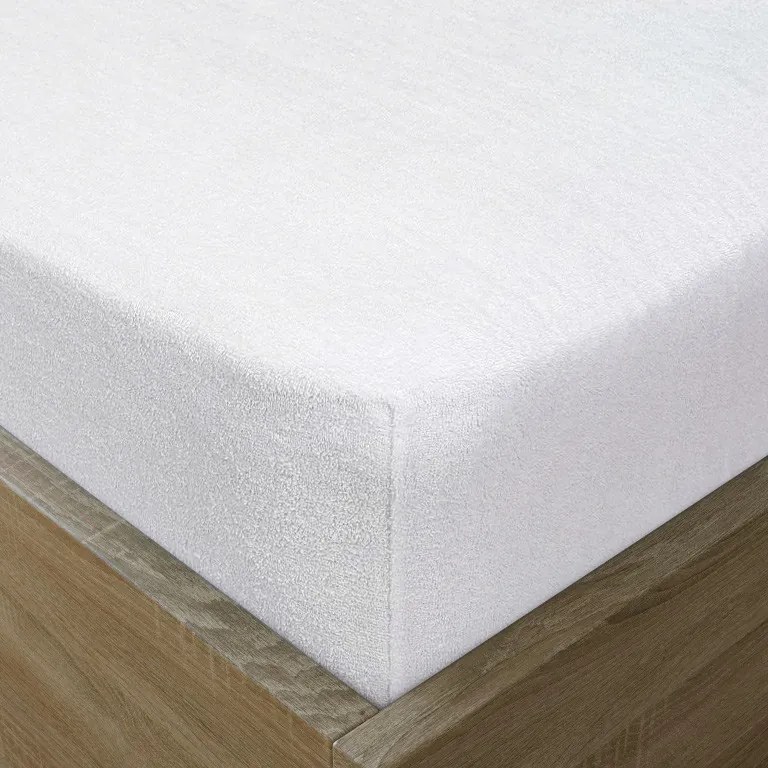 Goldea cearceafuri de pat din terry cu elastic - alb 140 x 200 cm