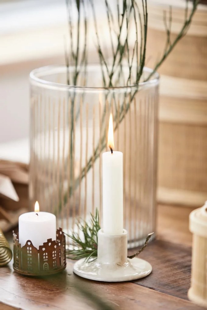 IB Laursen Vaza de sticla cu decor din alama INLAID