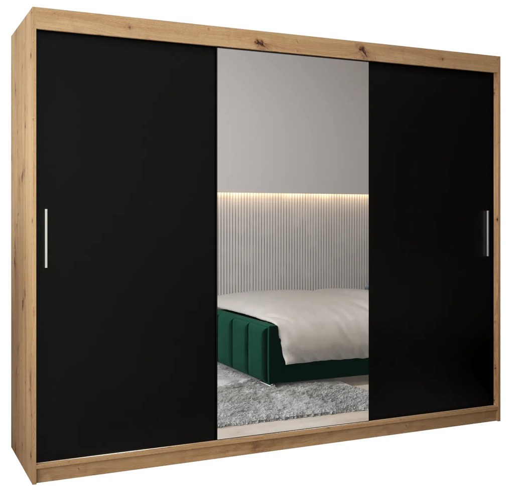 Dulap de haine 250 cm Toki 1 (stejar artisan + negru mat). 1064952